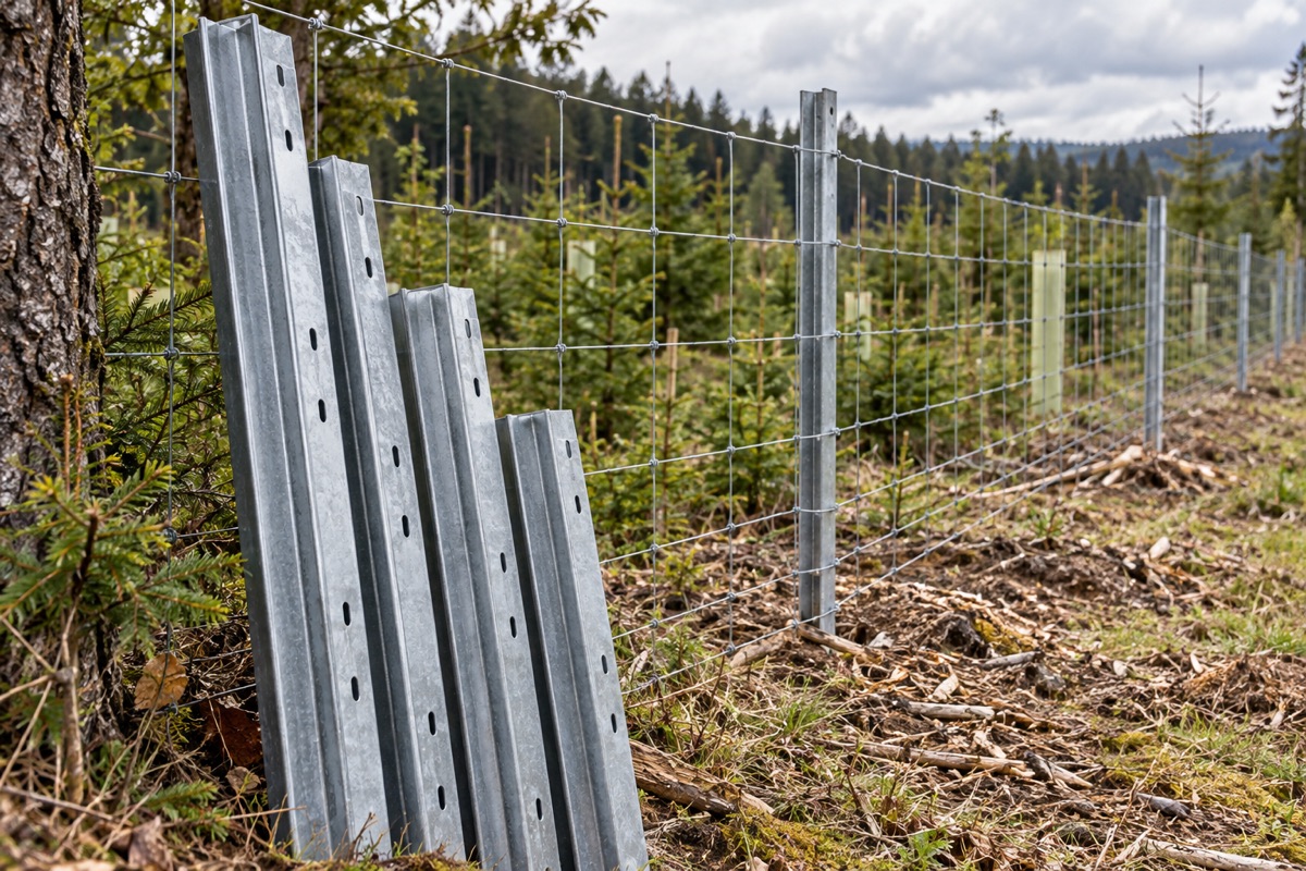 Forstzaun mit Z-Profilen an einer Waldfläche